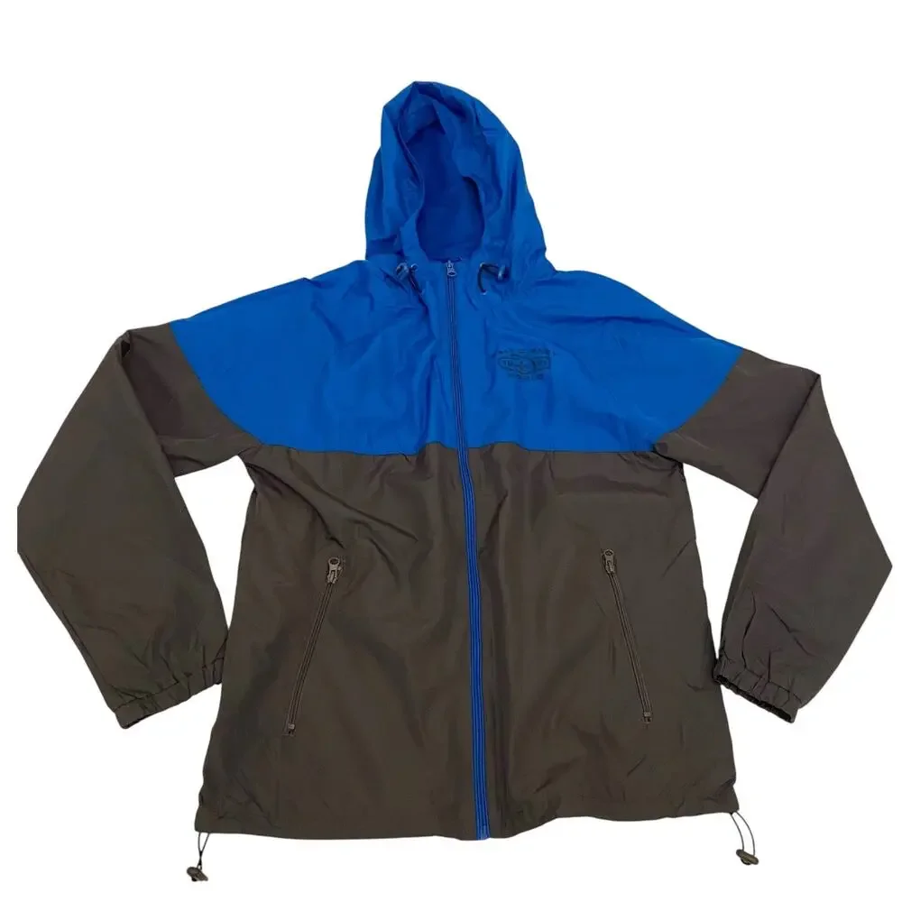 Disney Parks Unisex Size Small Windbreaker Jacket Blue and Grey with Hoodie